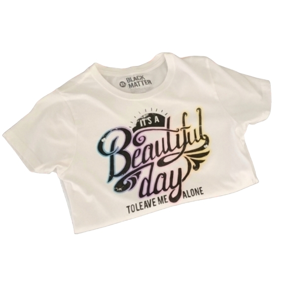 HOT TOPIC BLACK MATTER Beautiful Day to Leave Me Alone Tee M L Humor Graphic - Picture 5 of 10
